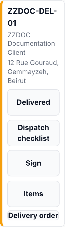 Find the delivery on the board — Marking a delivery as delivered