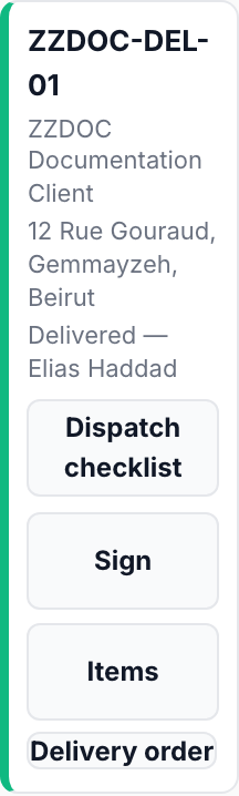 Check the card afterwards — Marking a delivery as delivered