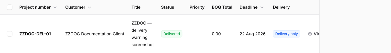 The project is now closed — Marking a delivery as delivered