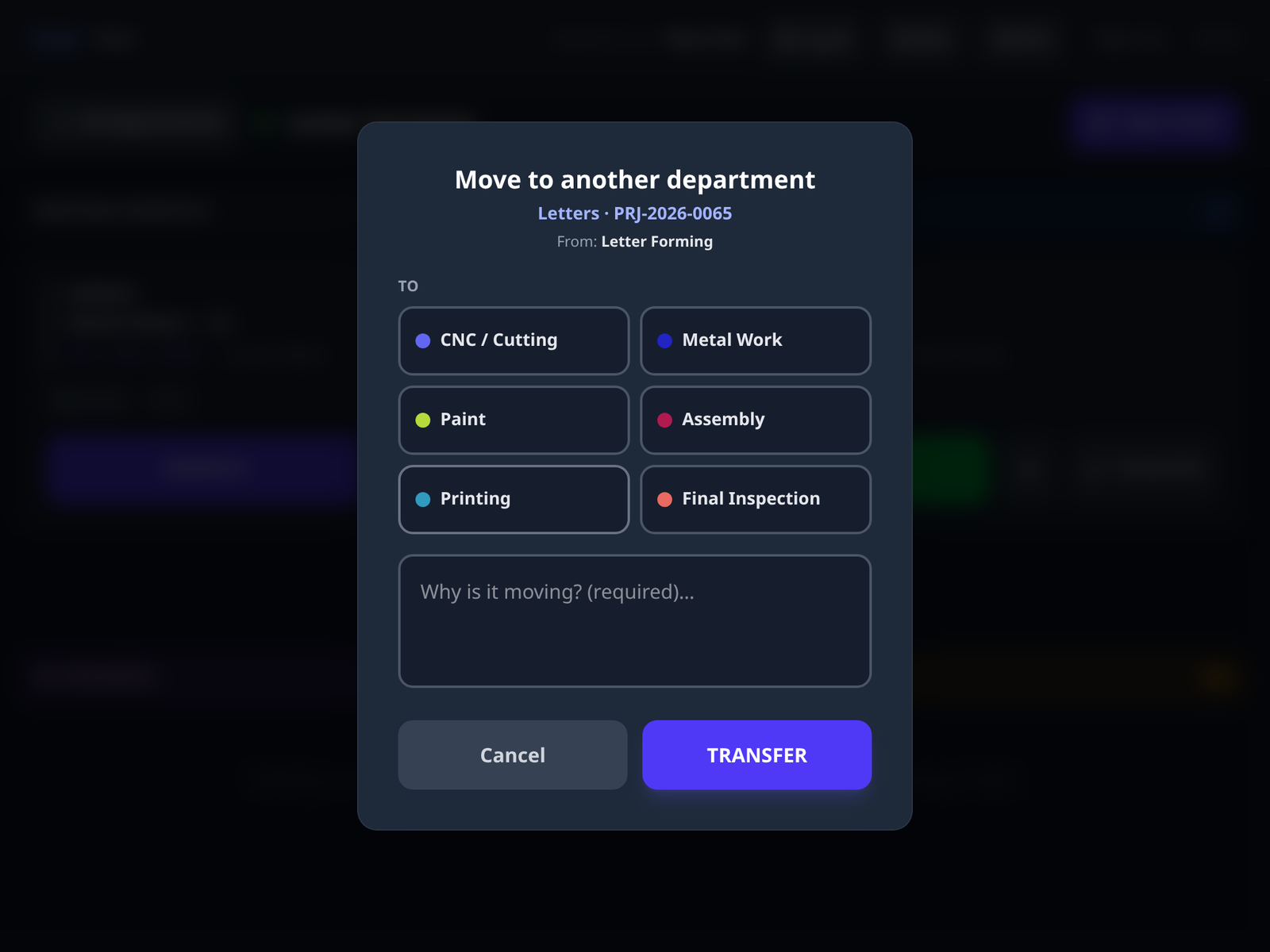 Transfer — Dispatch and Transfer
