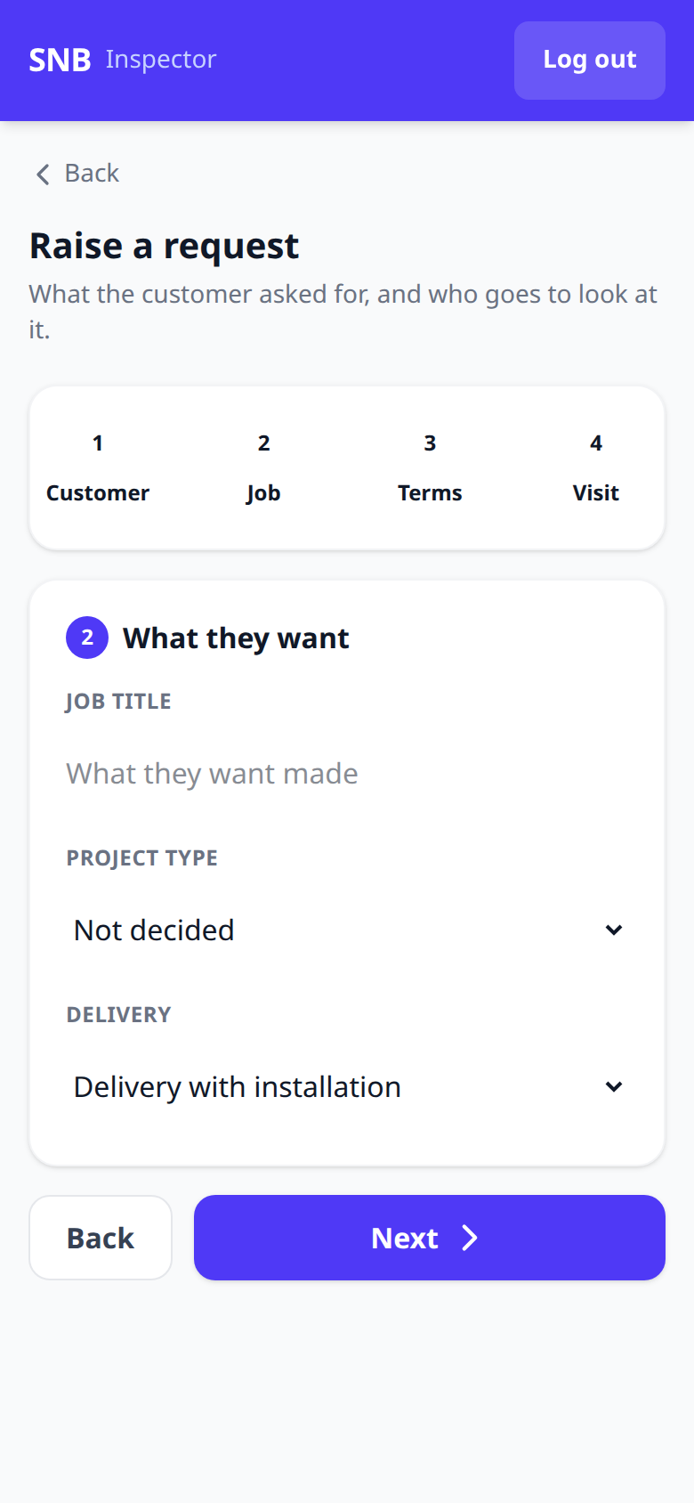 Step 2 — What they want — Raising a Request from Site