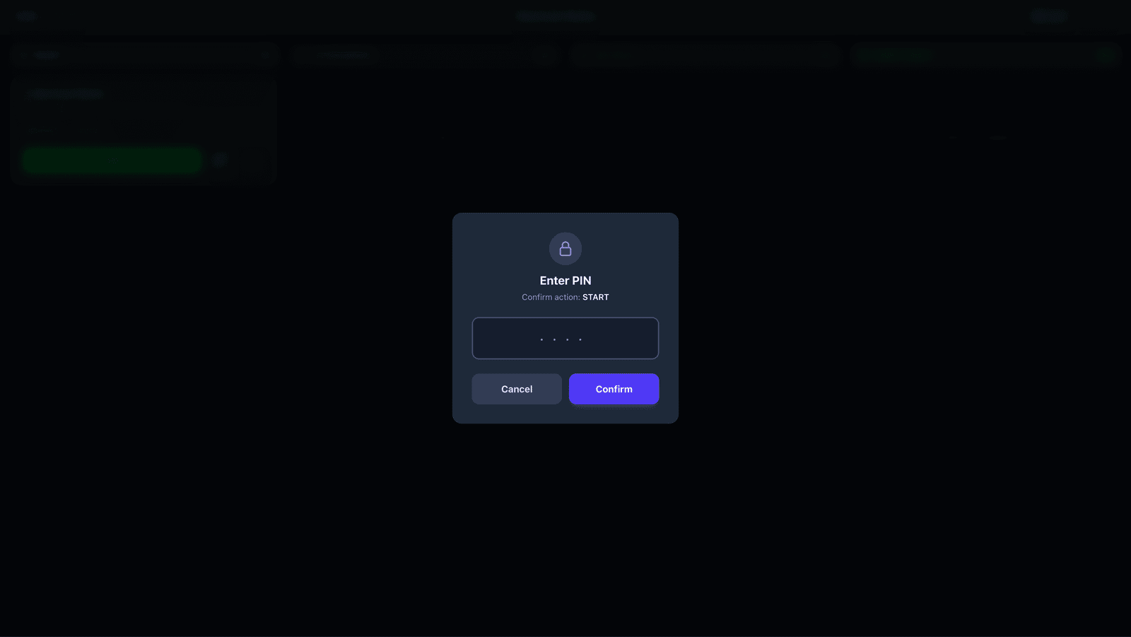 Type your PIN — Starting a job