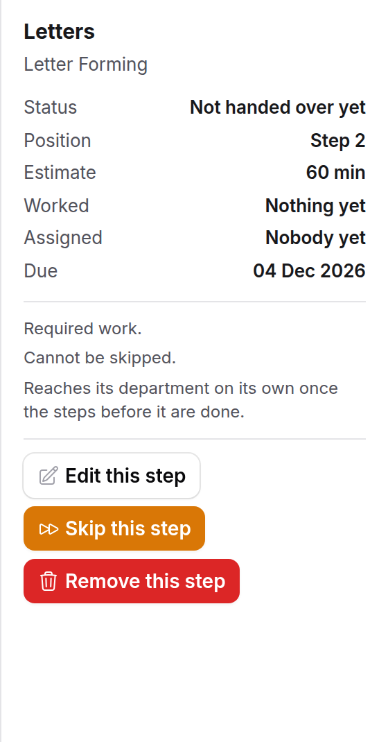 Tap the step you mean — Changing a Job's Flow