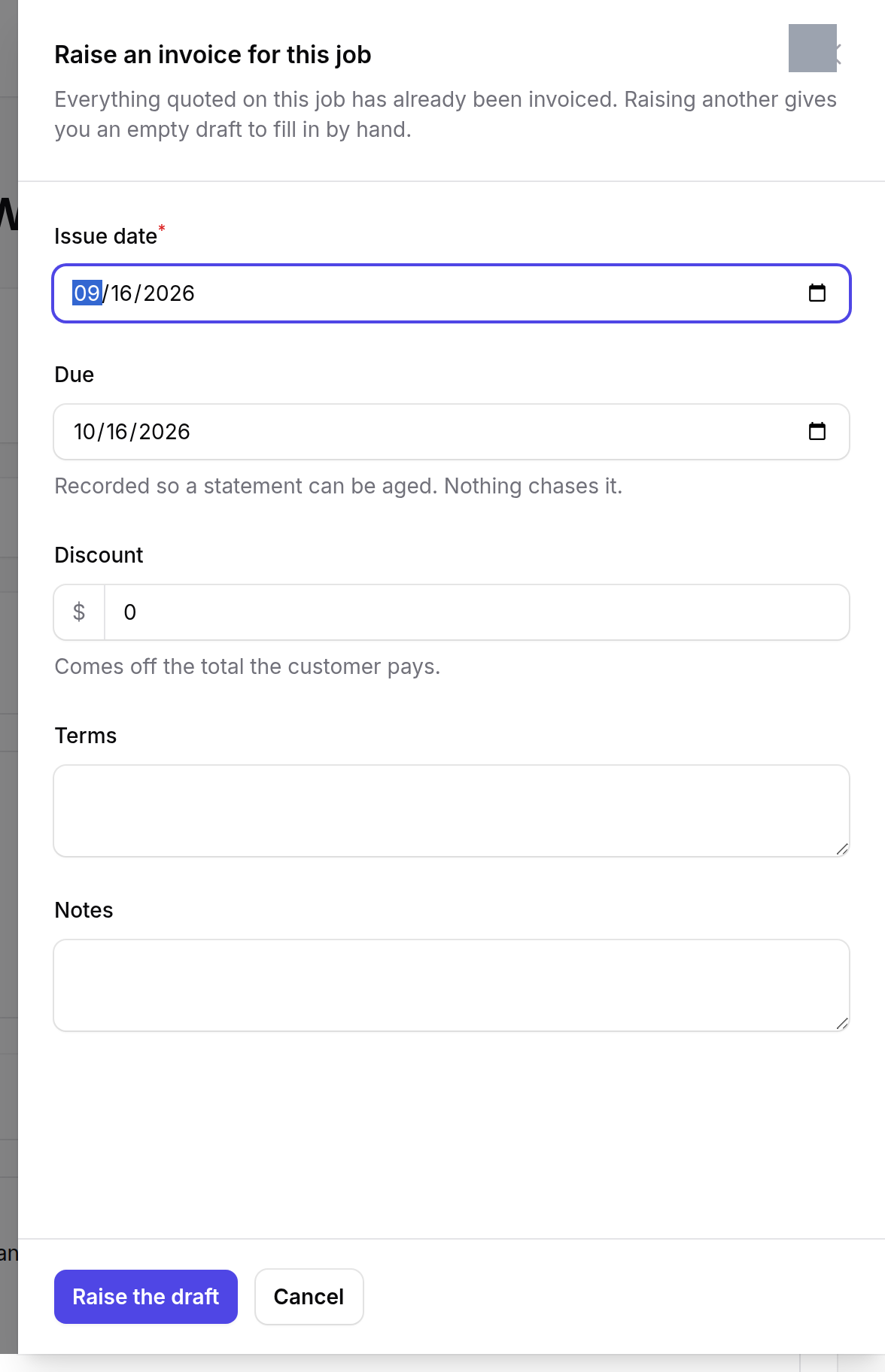 Raising it — Billing A Job