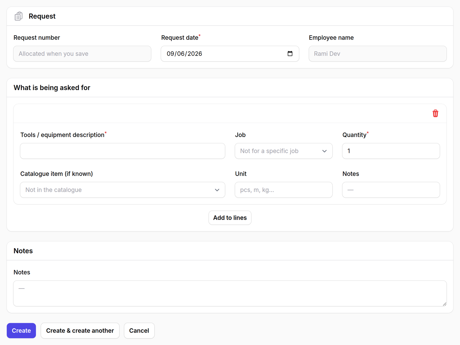 Raise one — Purchase Requests