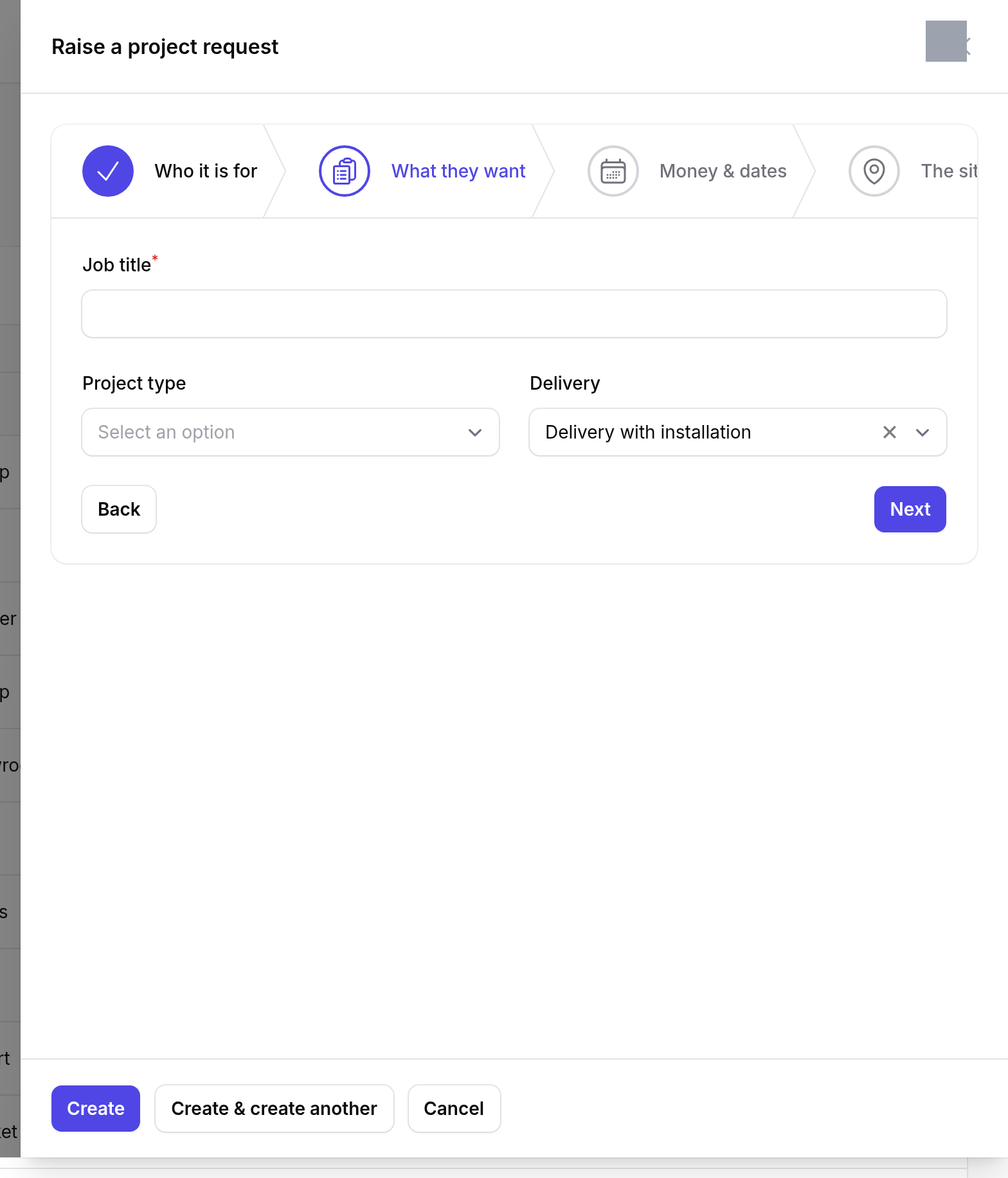 Step 2 — What they want — Project Requests
