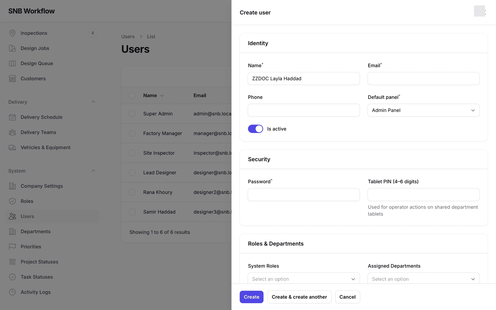 Fill in who they are — Add a user