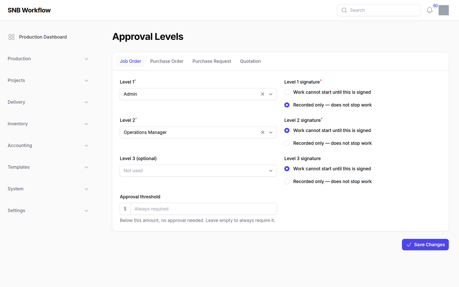 One tab per thing that needs approving — Who Signs What
