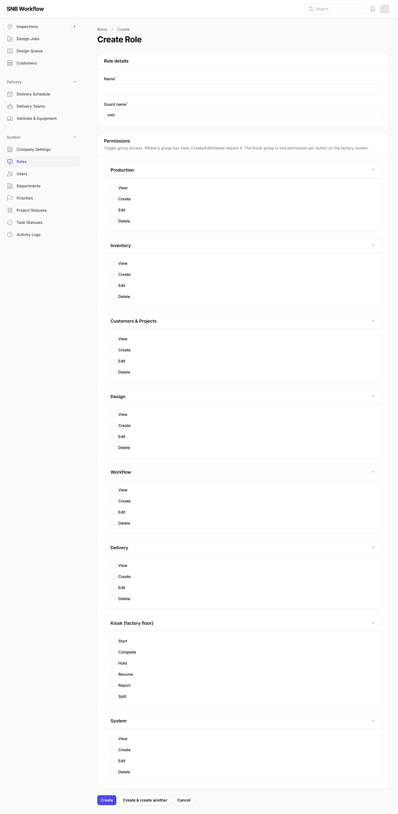 Open a blank role — Read a role's permissions